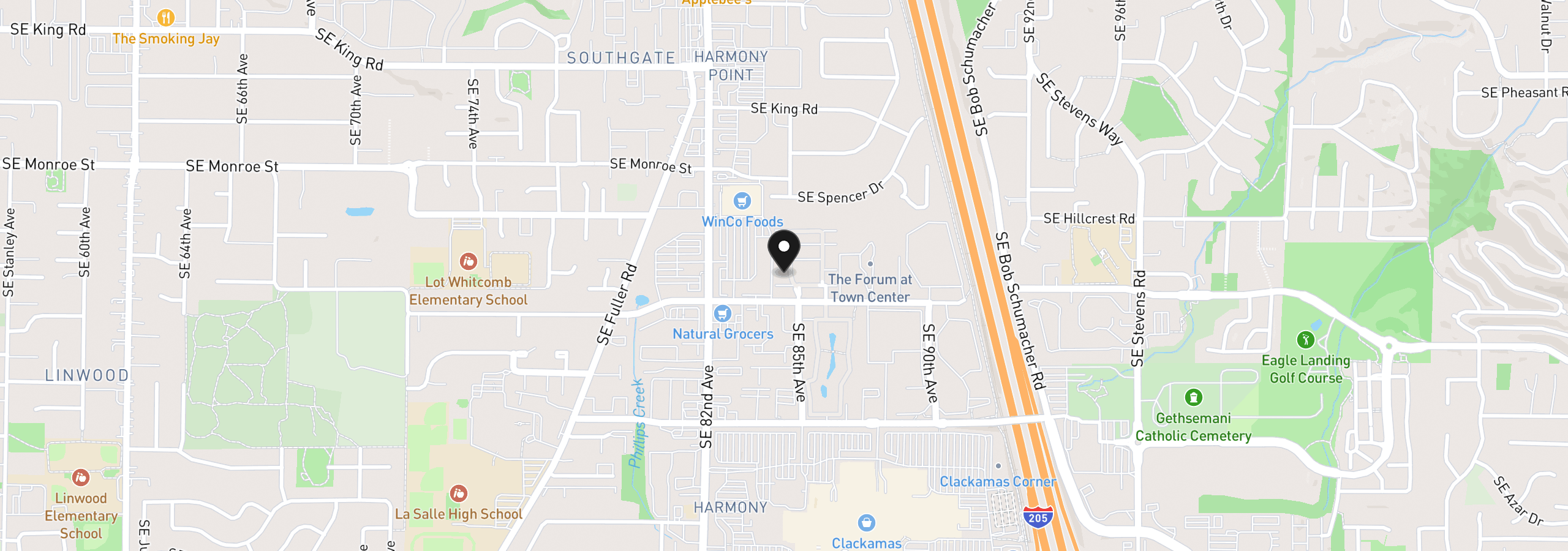 Map showing the location of 11221 SE Causey Cir, Happy Valley, OR 97086