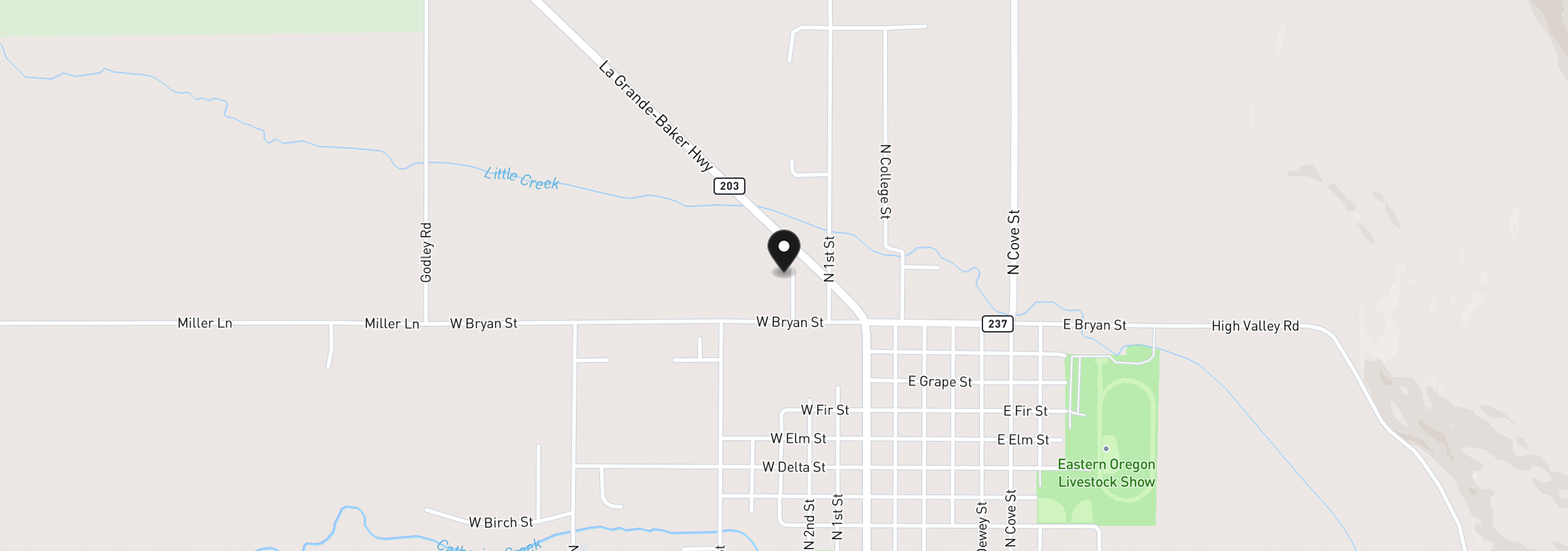 Map showing the location of 1260 N 2nd St, Union, OR 97883