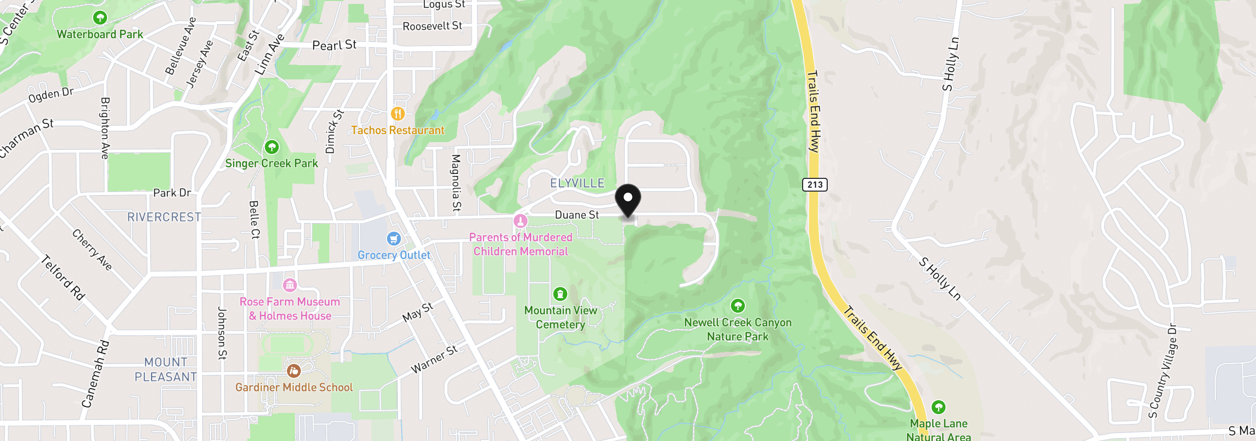 Map showing the location of 18078 Crest Ct, Oregon City, OR 97045