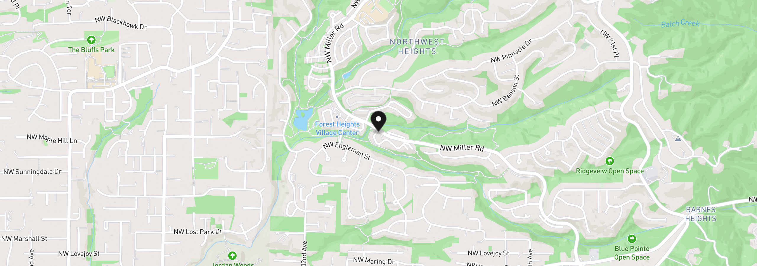 Map showing the location of 9747 NW Miller Hill Dr, Portland, OR 97229
