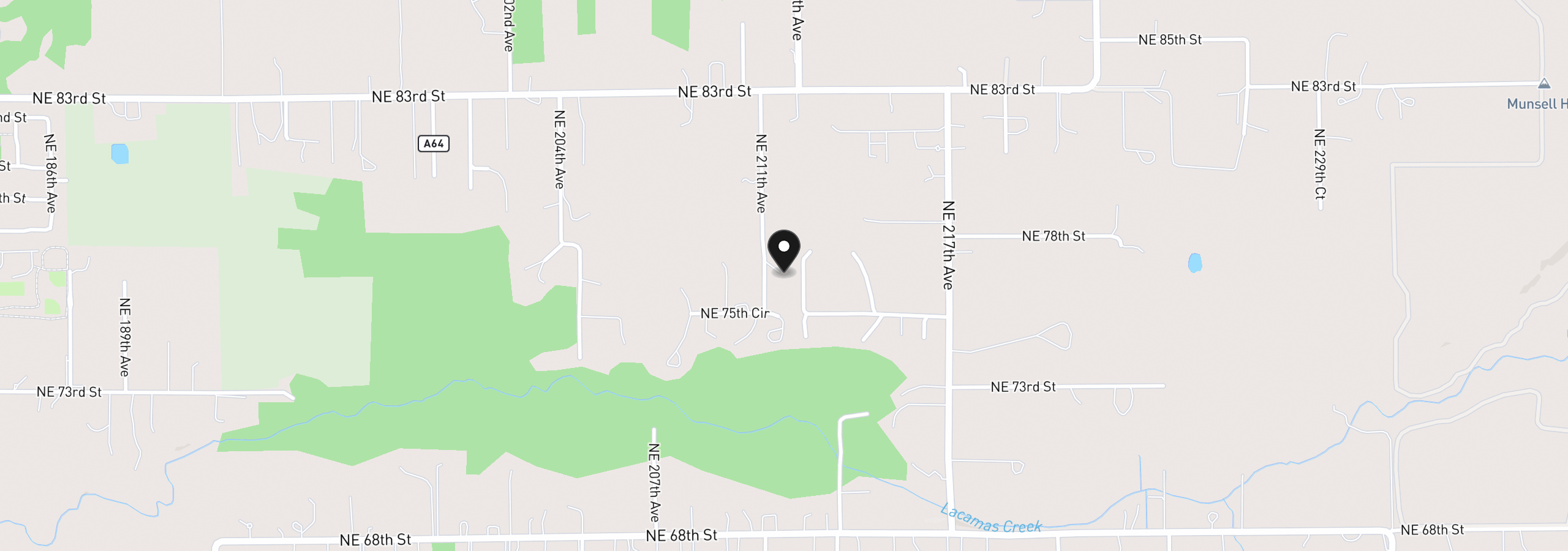 Map showing the location of 7701 NE 211th Ave, Vancouver, Wa 98682