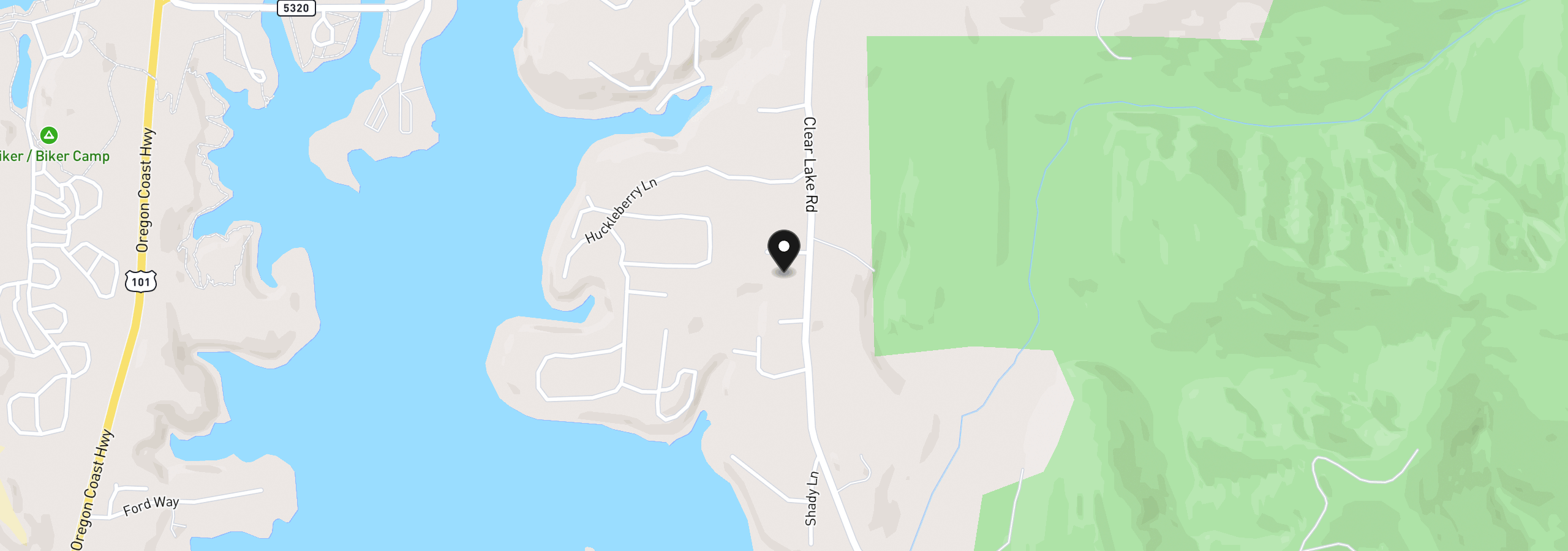 Map showing the location of 84226 Clear Lake Rd, Florence, OR 97439