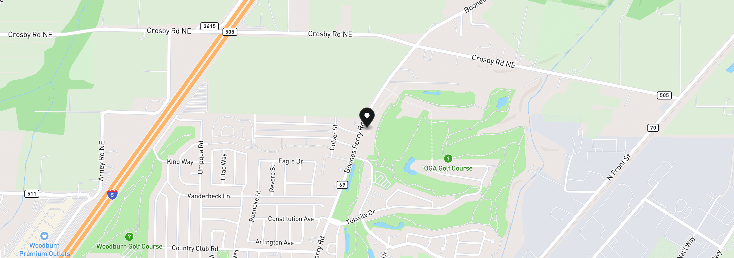 Map showing the location of 3121 Nightingale Dr, Woodburn, OR 97071