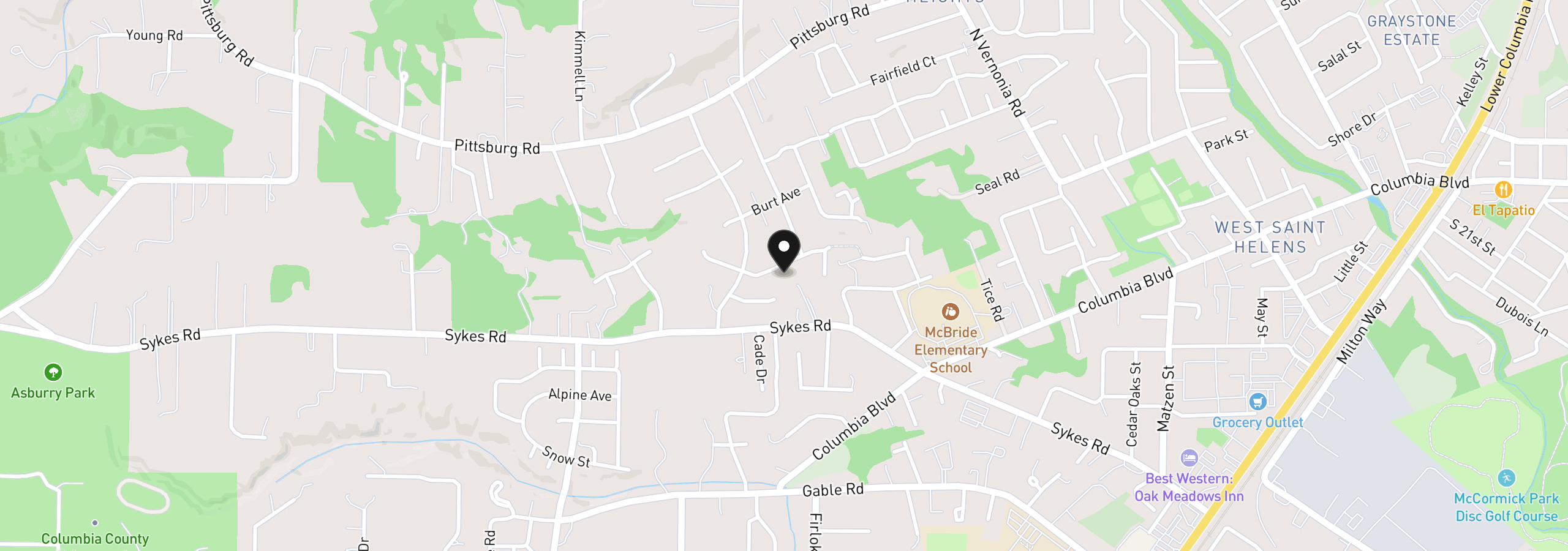 Map showing the location of 35078 Roberts Ln, St. Helens, OR 97051