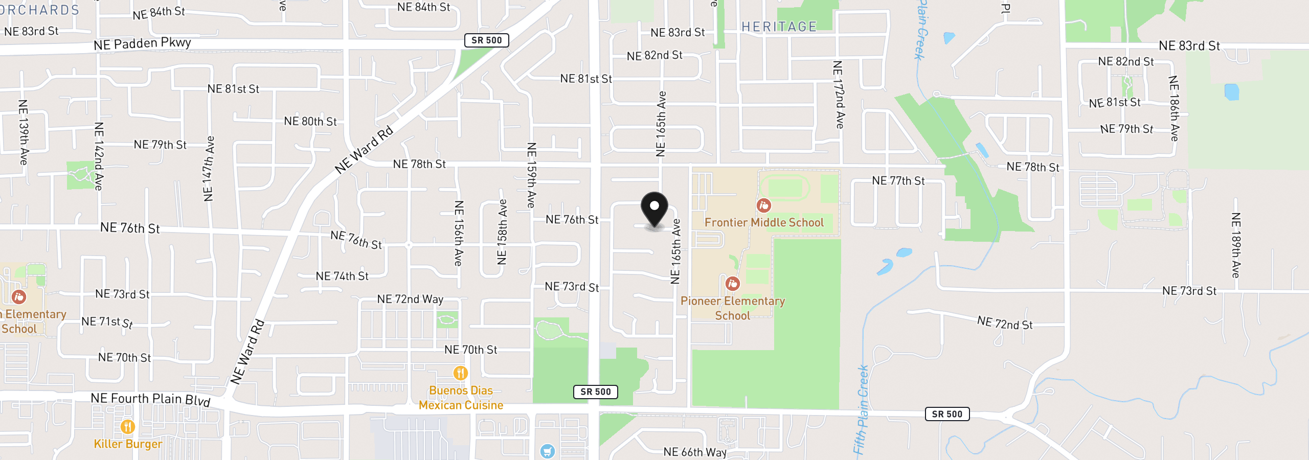 Map showing the location of 16408 NE 75th Cir, Vancouver, Wa 98682