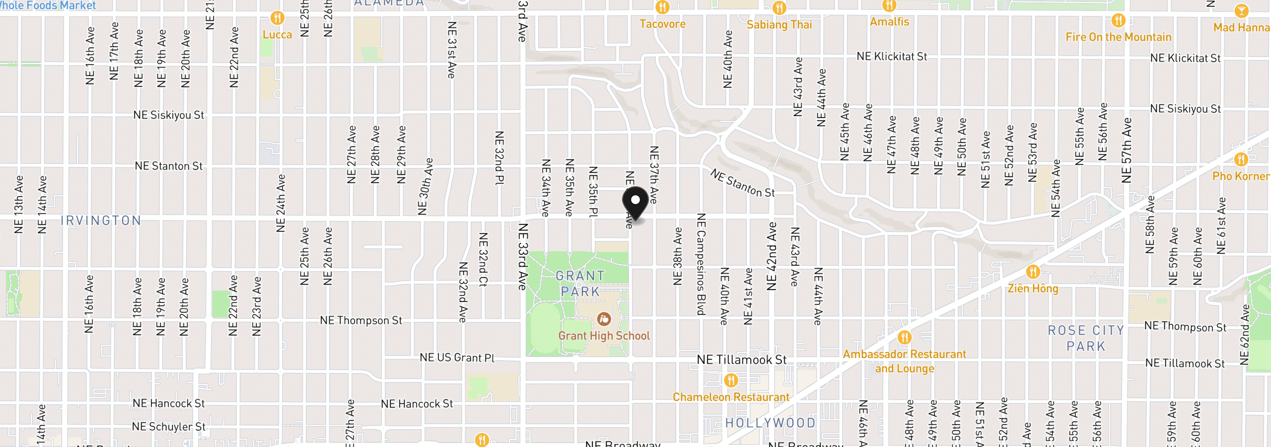Map showing the location of 3610 NE Knott St, Portland, OR 97212
