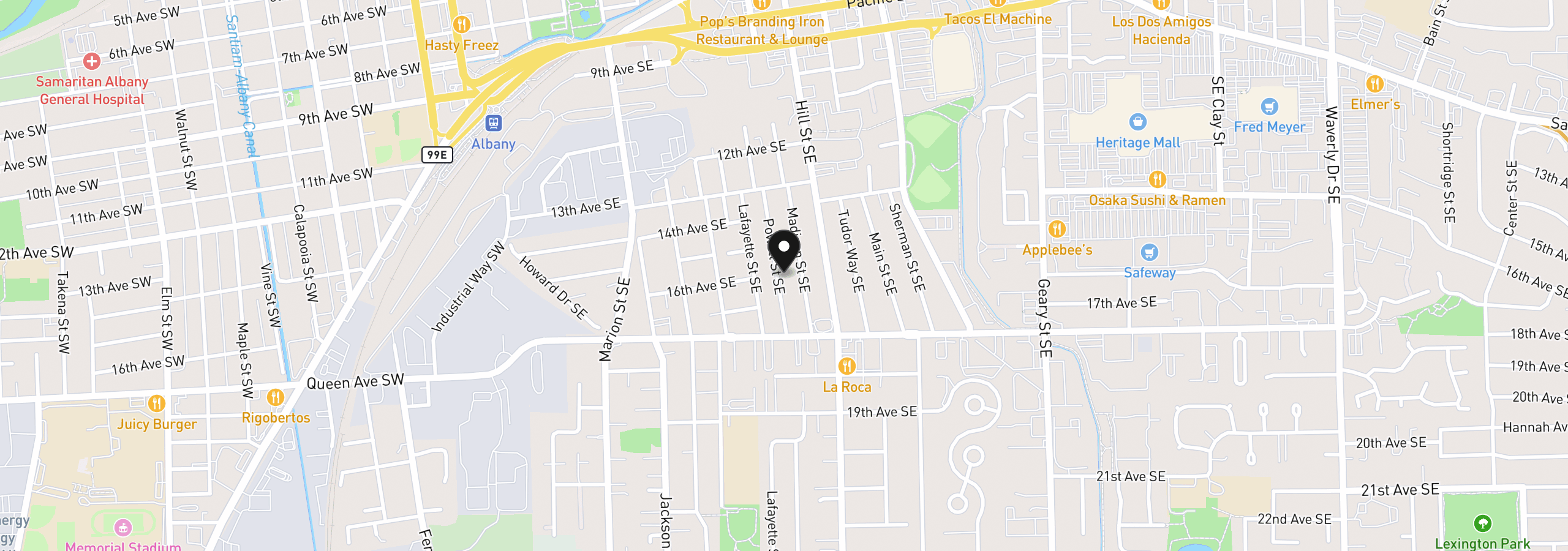Map showing the location of 1603 Powell St, Albany, OR 97322