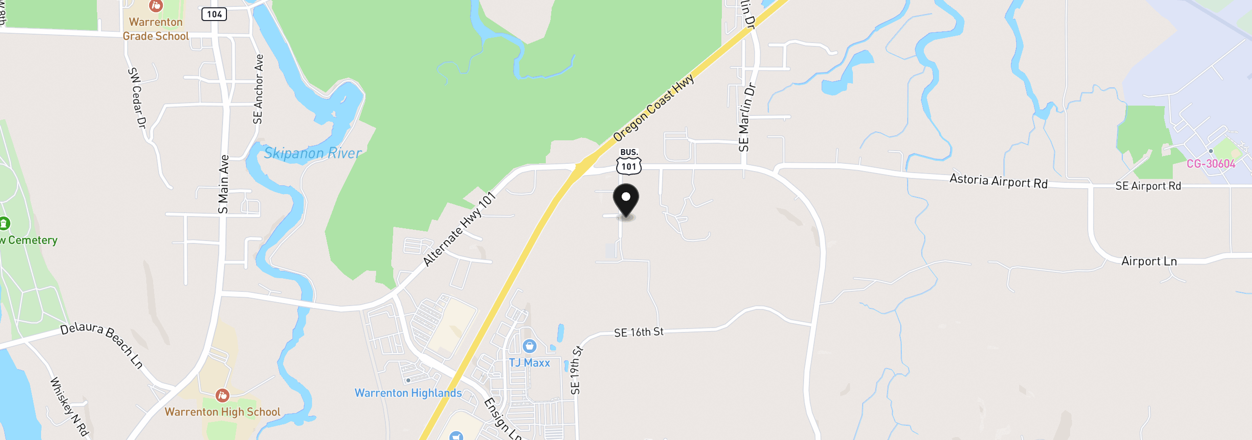 Map showing the location of 1340 SE Jetty Ave, Warrenton, OR 97146