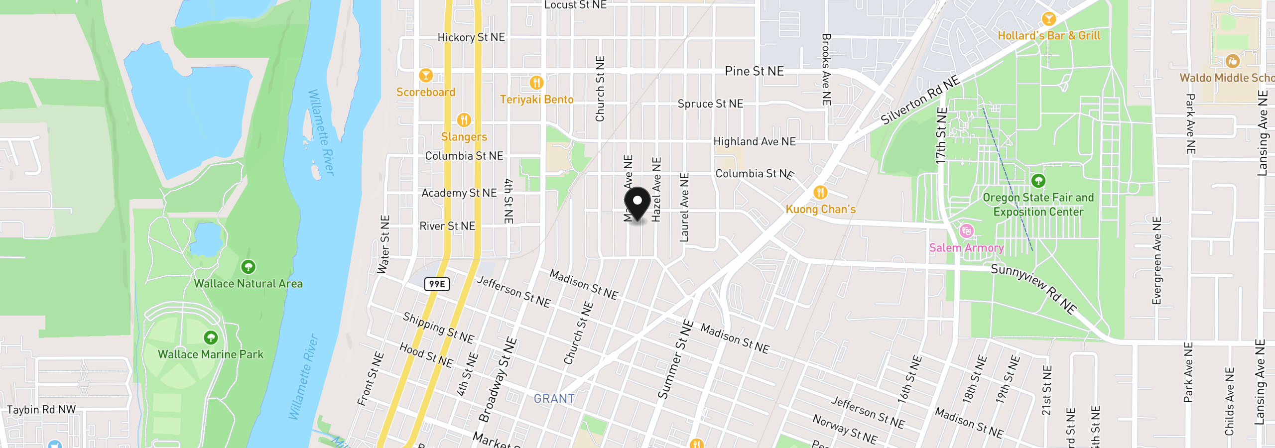 Map showing the location of 1970 Maple Ave NE, Salem, OR 97301