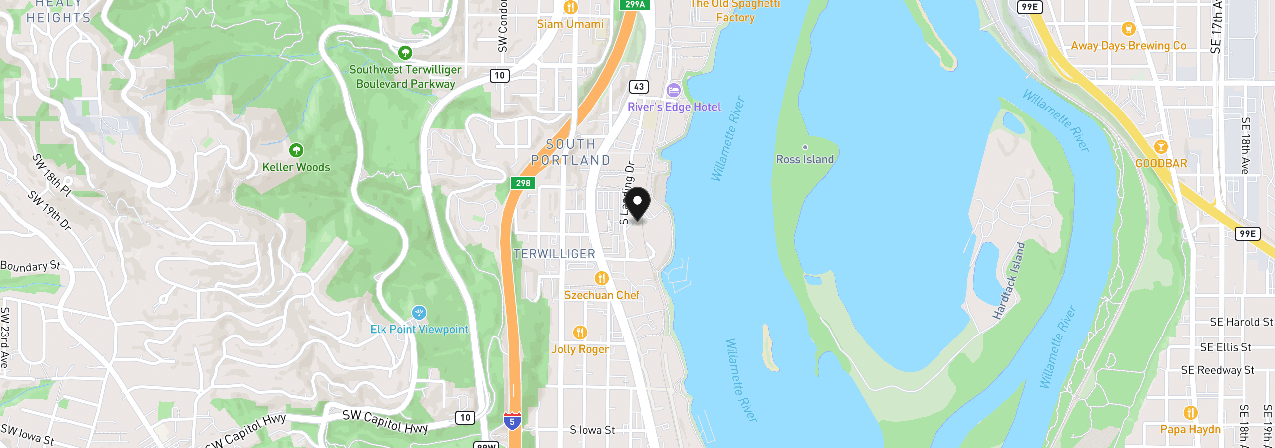 Map showing the location of 5150 S Landing Dr 312b2, Portland, OR 97239
