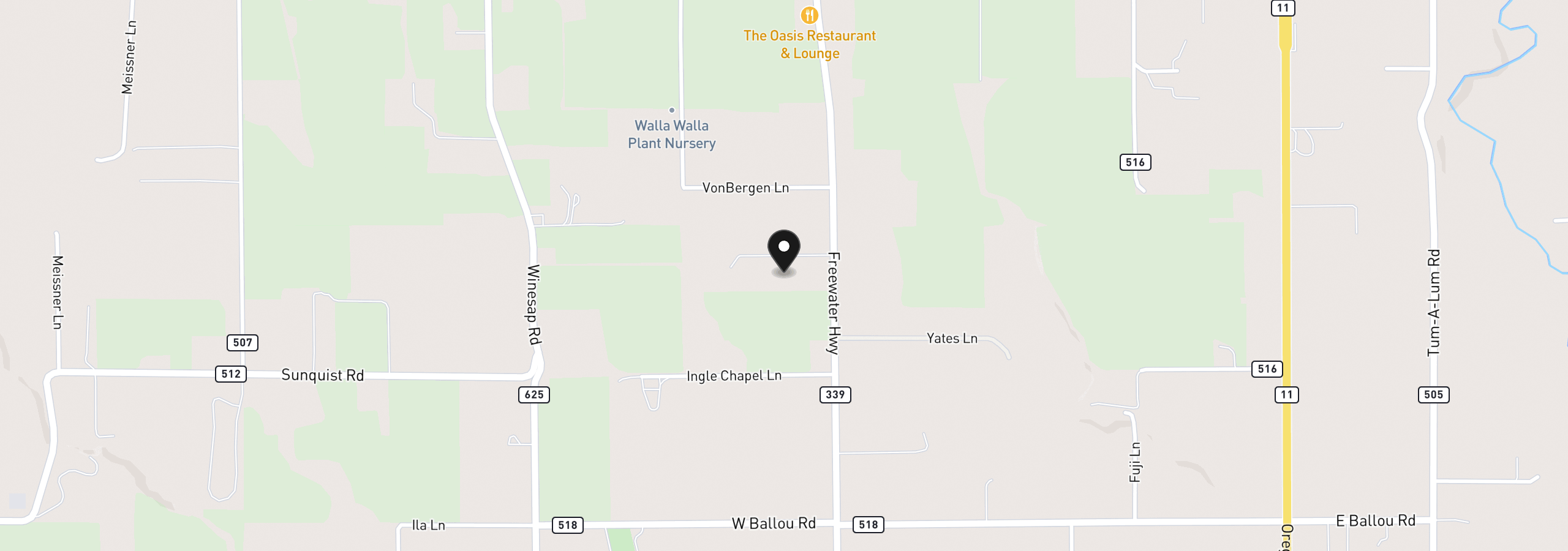Map showing the location of 85444 Hwy 339, Milton-Freewater, OR 97862