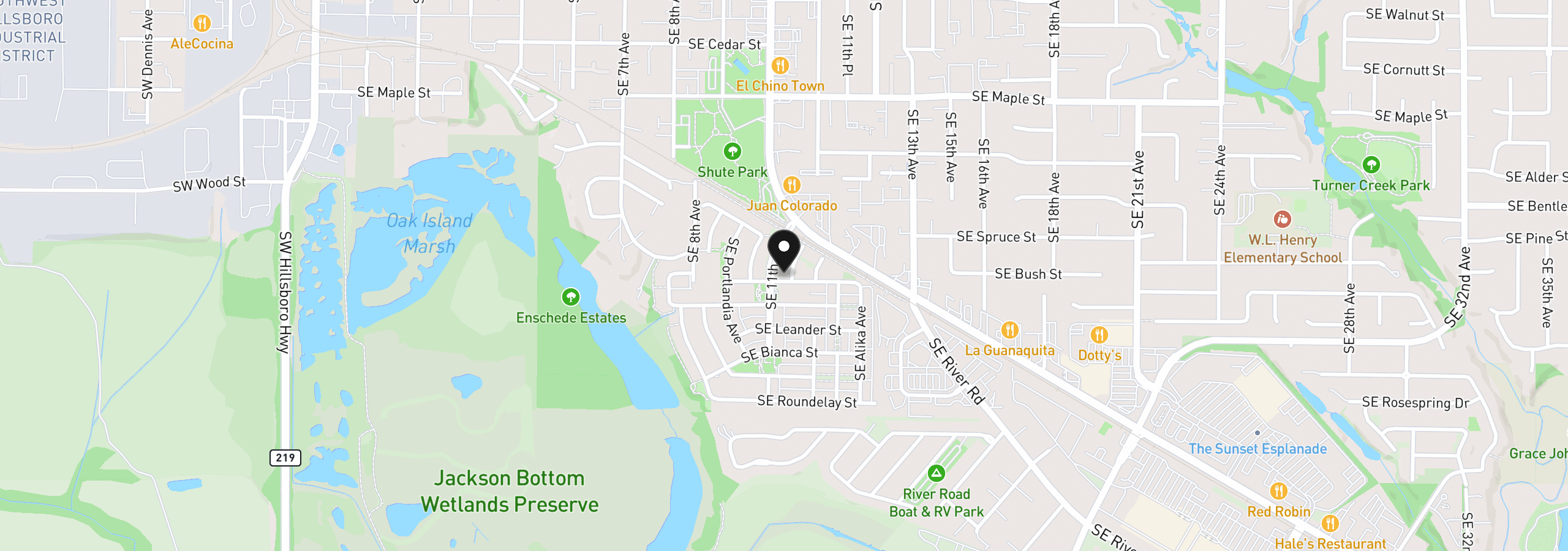 Map showing the location of 999 SE Sacha Pl, Hillsboro, OR 97123