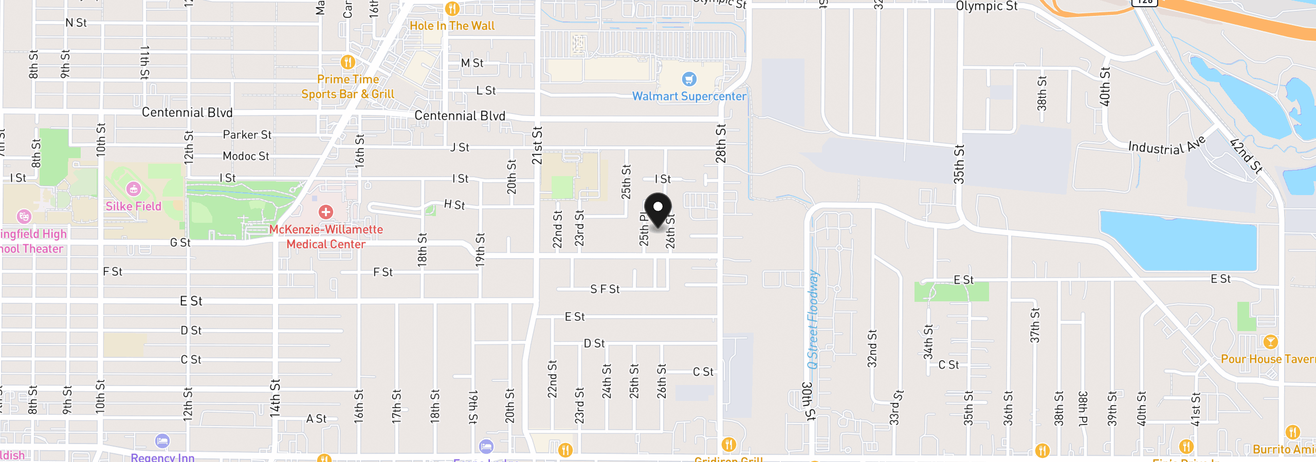 Map showing the location of 2620 G St 2, Springfield, OR 97477