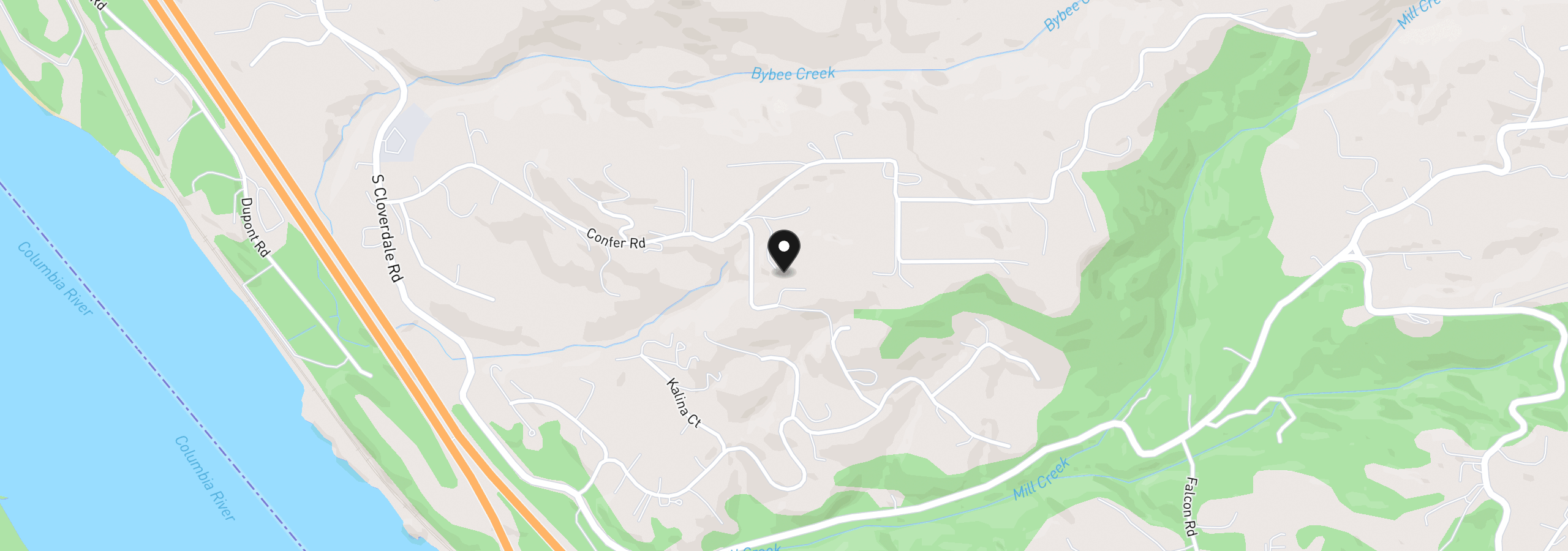 Map showing the location of 413 Confer Rd, Kalama, Wa 98625