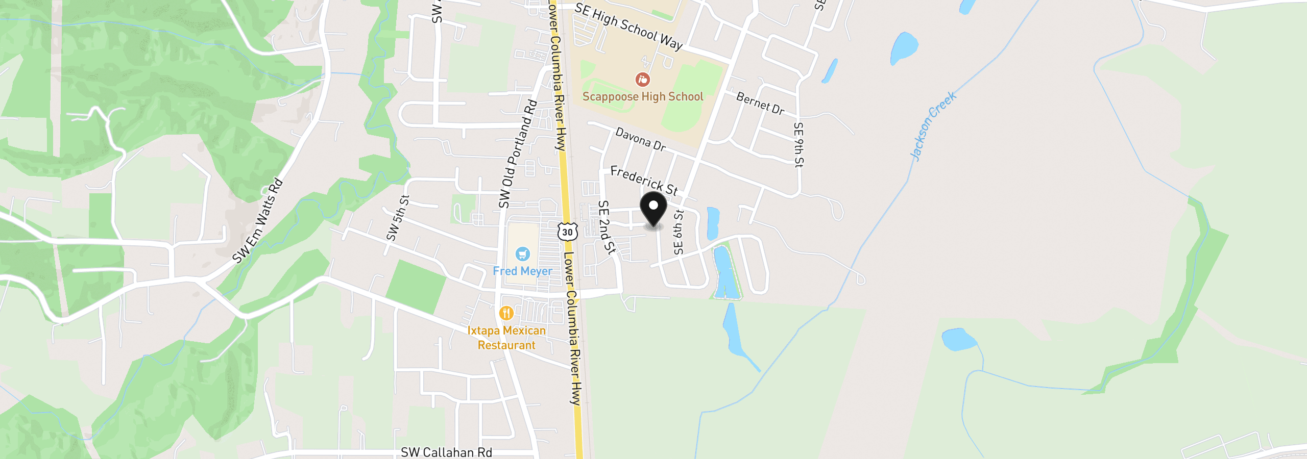 Map showing the location of 51527 SE Oak Grove Dr, Scappoose, OR 97056