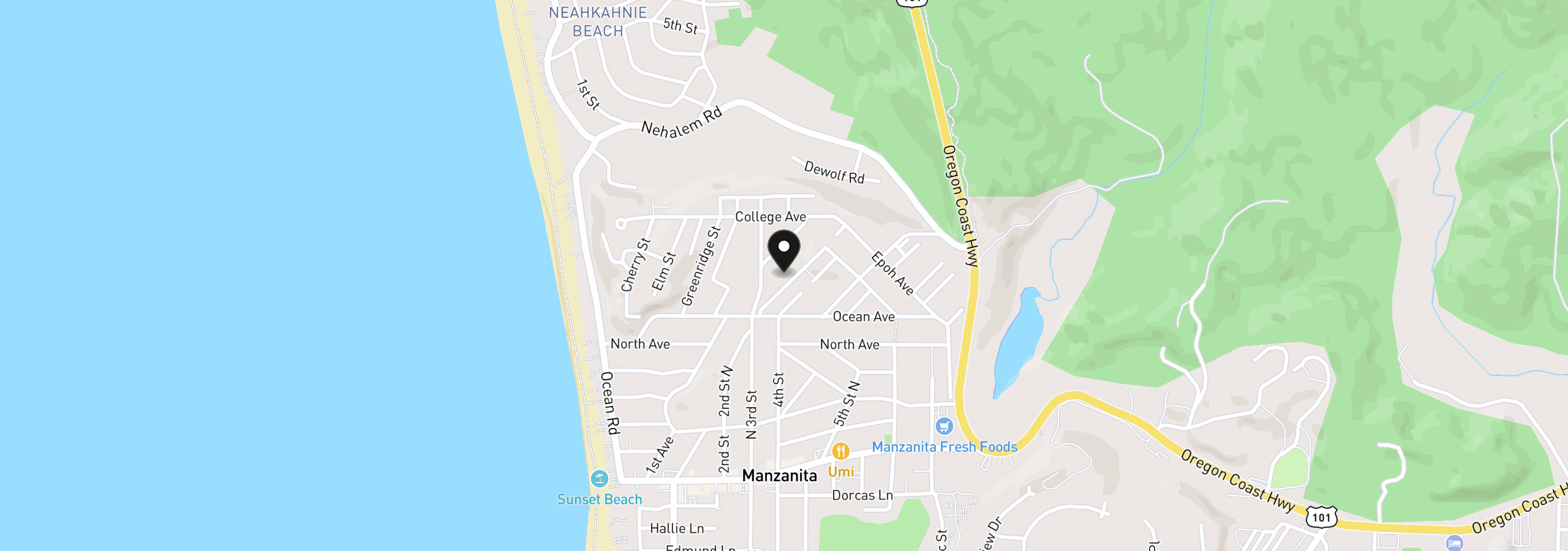 Map showing the location of 763 Madrona St, Manzanita, OR 97130
