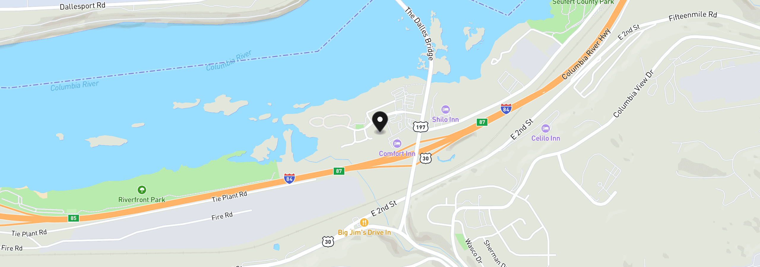Map showing the location of 1700 Lone Pine Blvd, The Dalles, OR 97058