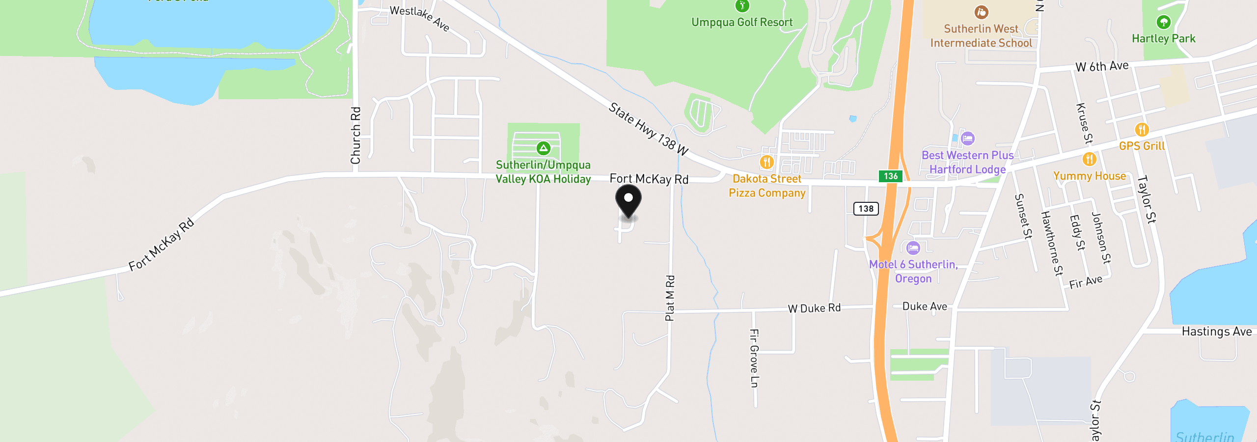 Map showing the location of 179 Elkton St, Sutherlin, OR 97479