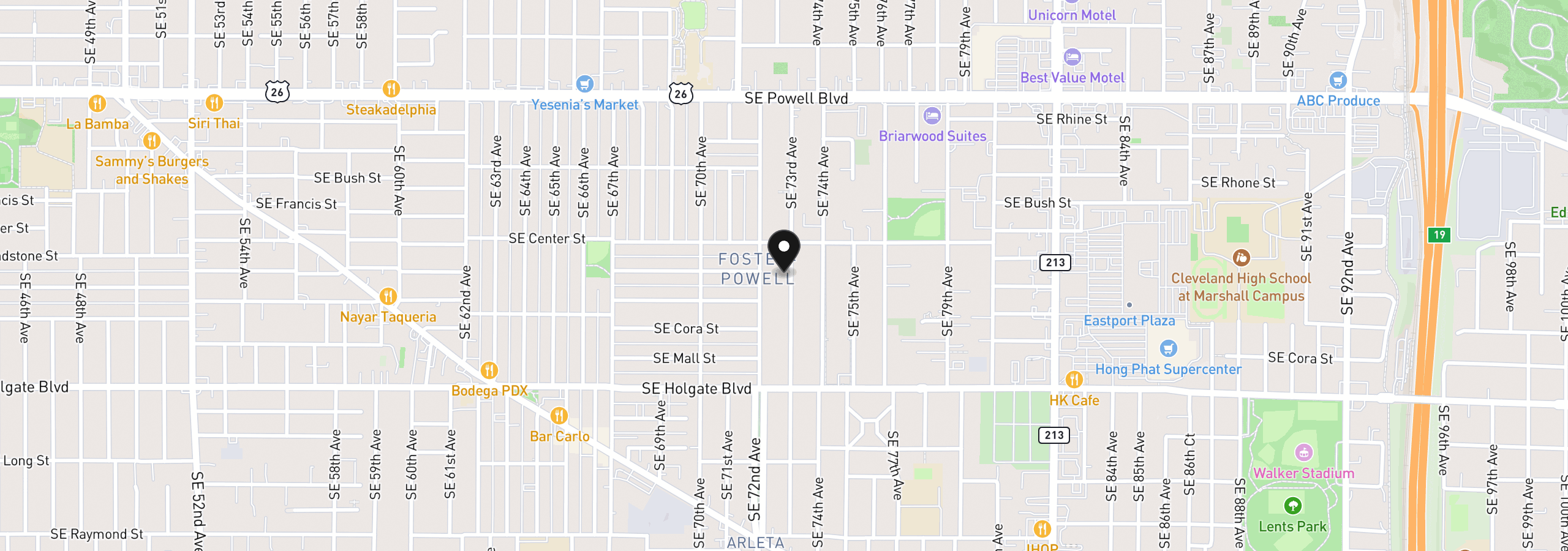 Map showing the location of 4103 SE 73rd Ave, Portland, OR 97206