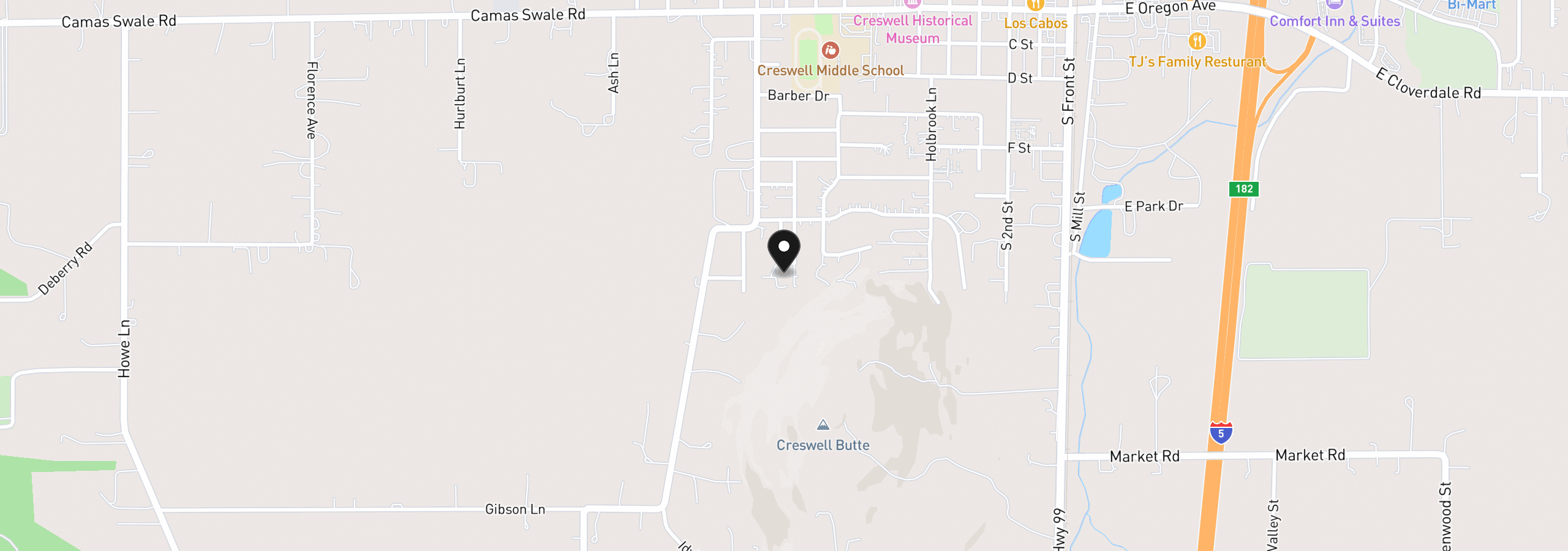 Map showing the location of 775 Boulder Loop, Creswell, OR 97426