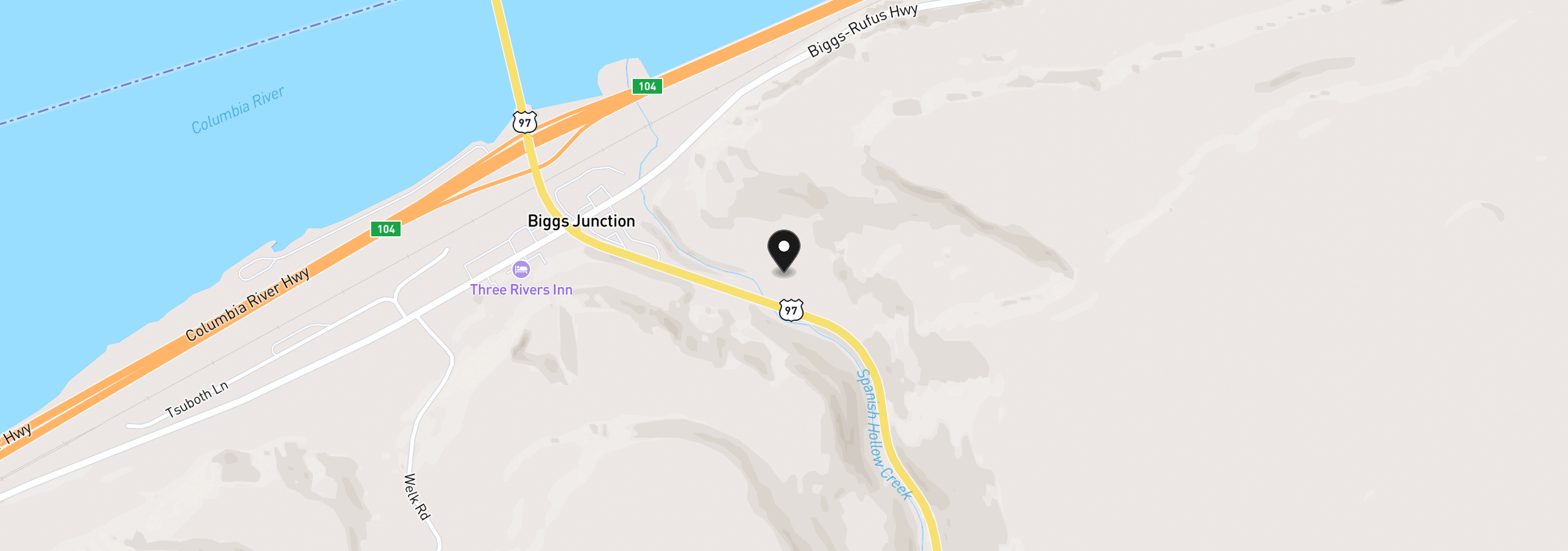 Map showing the location of 000 Hwy 97, Wasco, OR 97065