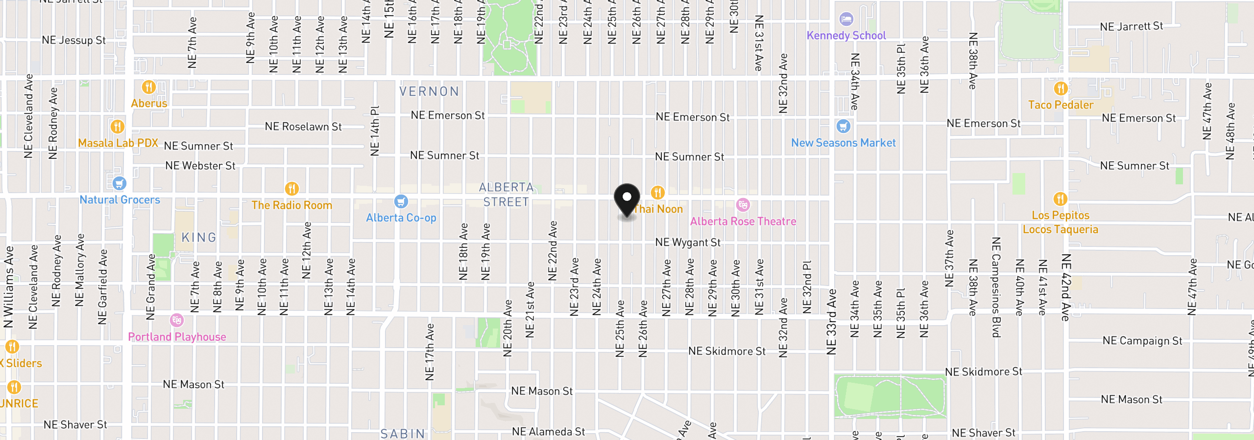 Map showing the location of 4842 NE 25th Ave, Portland, OR 97211