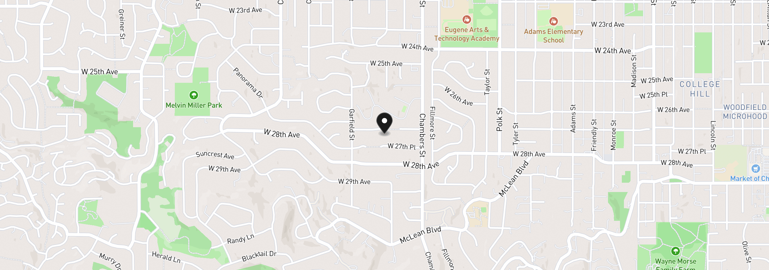 Map showing the location of 2669 Garfield St, Eugene, OR 97405