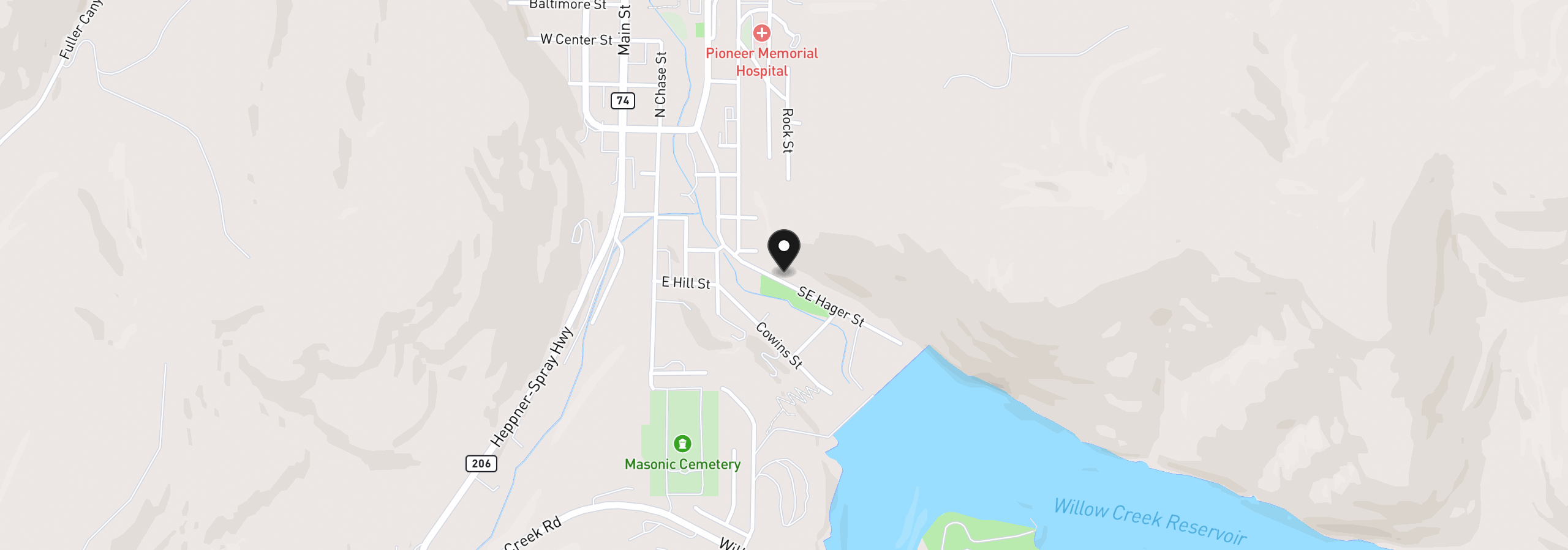 Map showing the location of 585 Hager St, Heppner, OR 97836