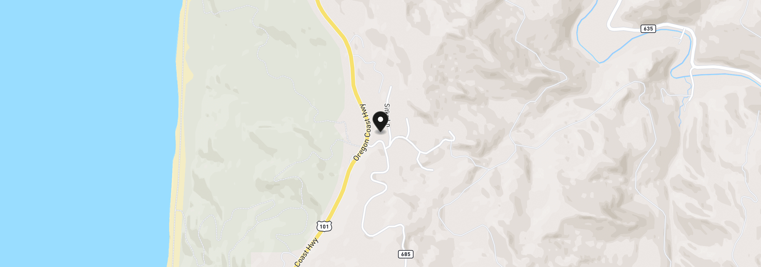 Map showing the location of Eighty Acres Rd, Gold Beach, OR 97444