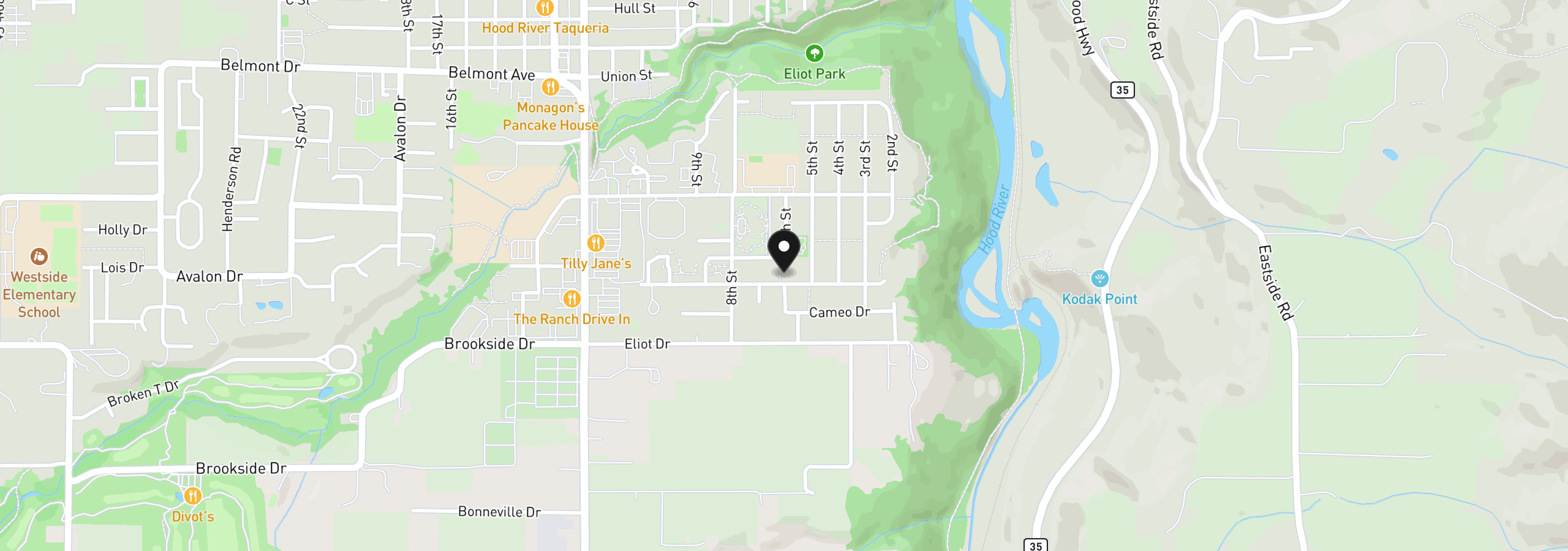Map showing the location of 610 Sieverkropp Dr, Hood River, OR 97031