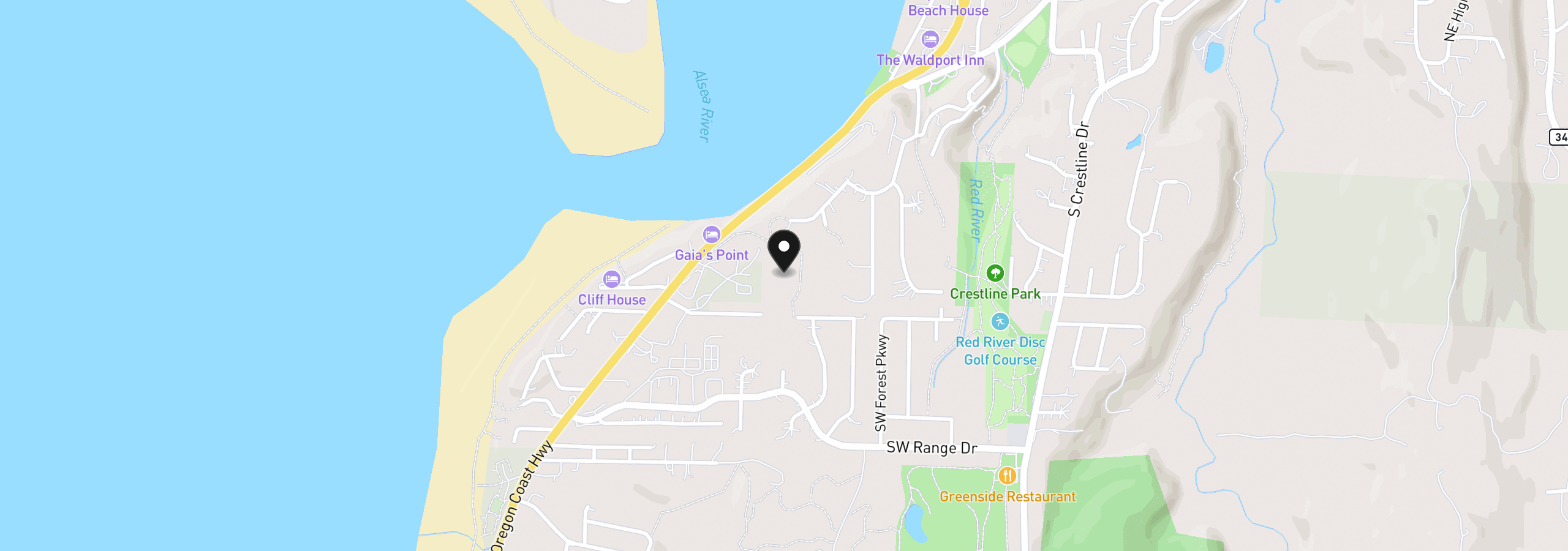 Map showing the location of 1200 Blk Norwood Dr Tl012, Waldport, OR 97394