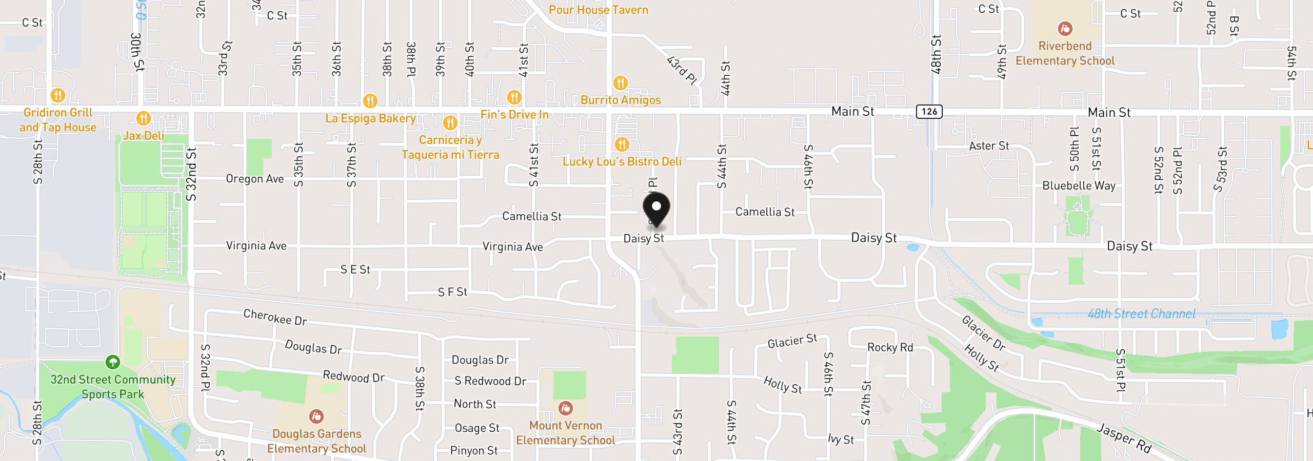 Map showing the location of 4266 Daisy St, Springfield, OR 97478