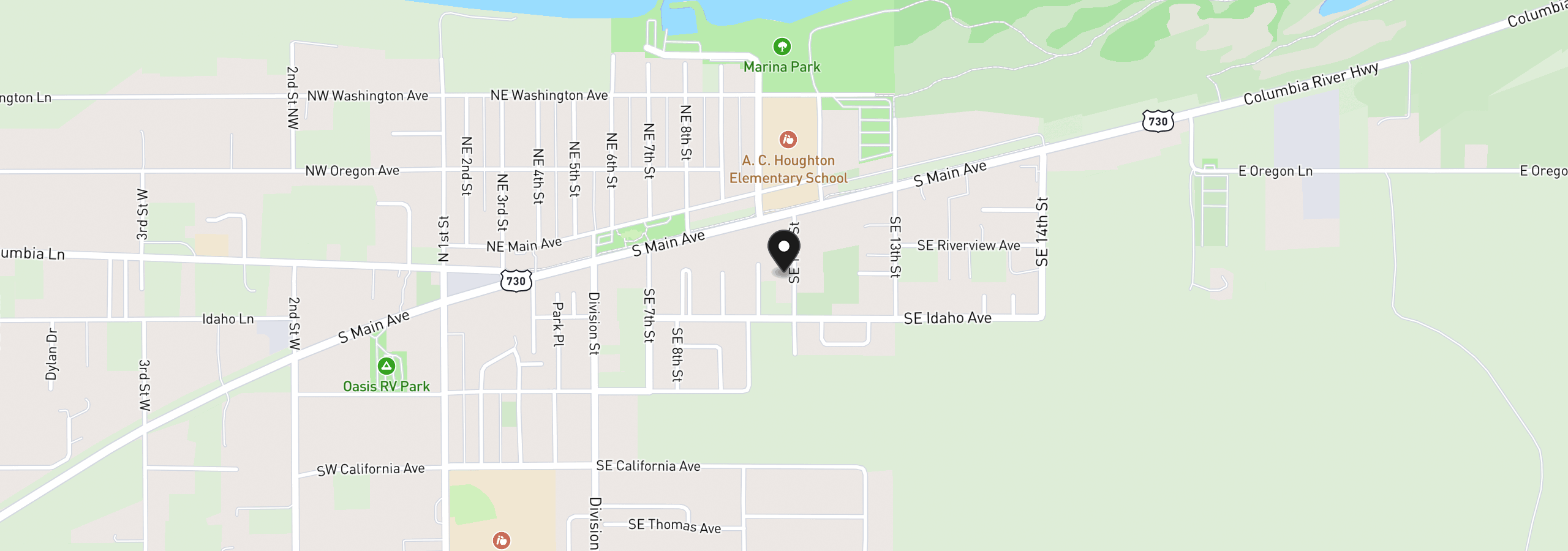 Map showing the location of 150 SE Eleventh St, Irrigon, OR 97844