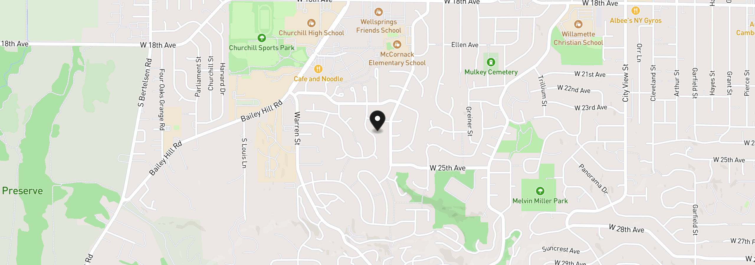Map showing the location of 2279 Blackburn St, Eugene, OR 97405