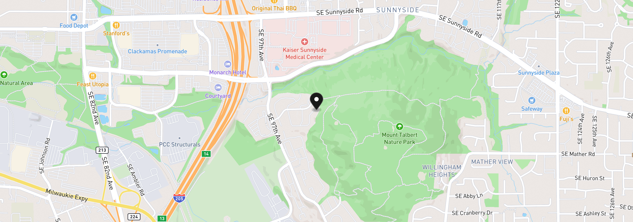 Map showing the location of 10168 SE Talbert St, Clackamas, OR 97015