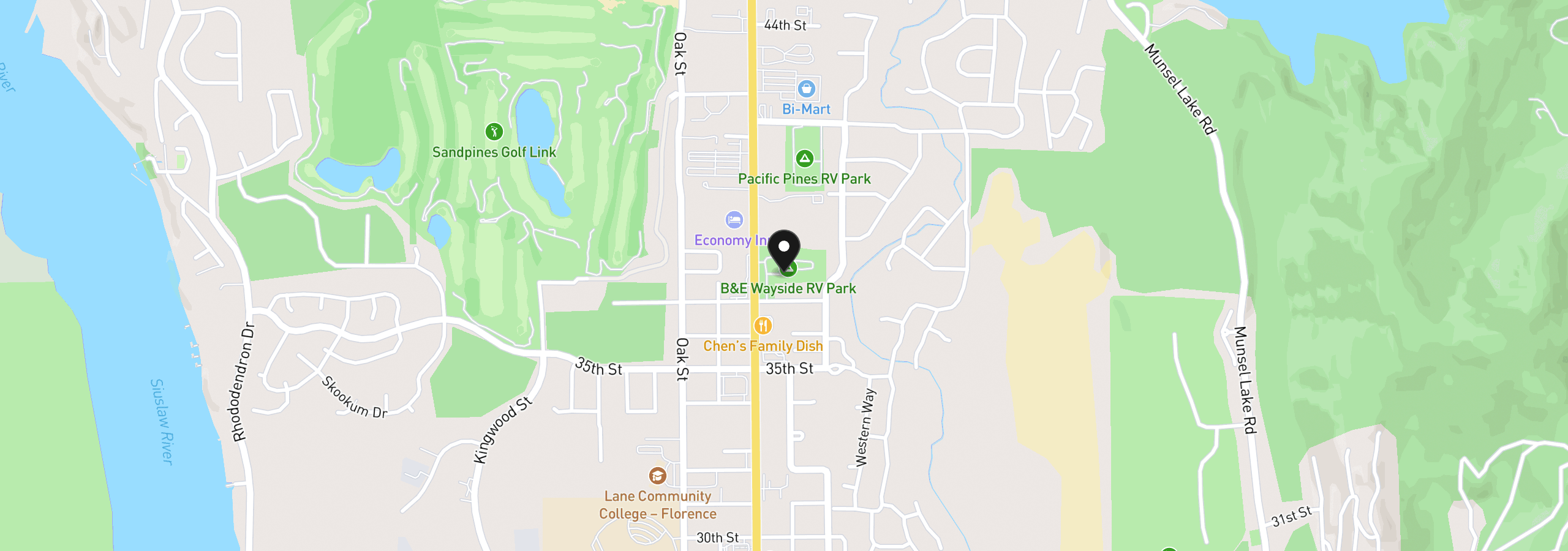 Map showing the location of 3760 Highway 101 18, Florence, OR 97439