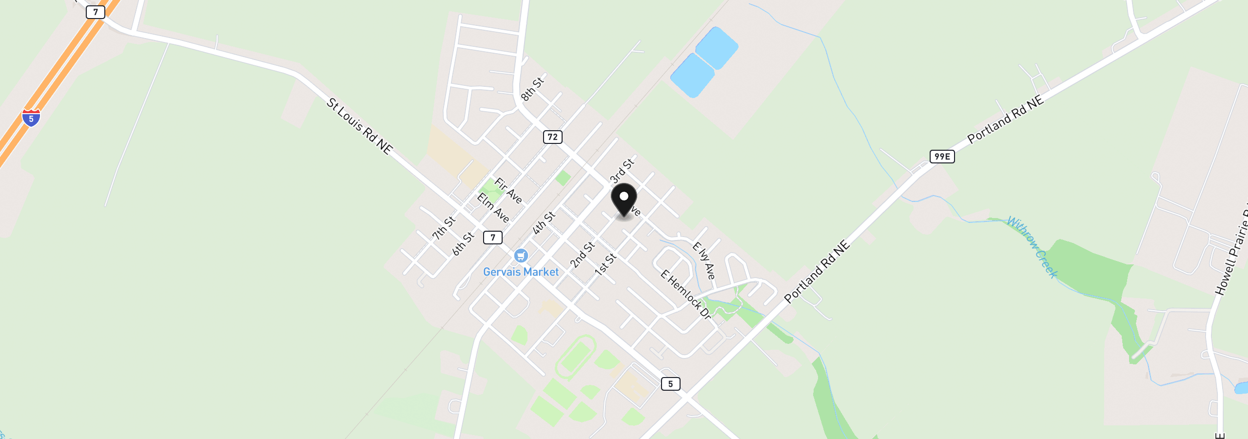 Map showing the location of 840 2nd St, Gervais, OR 97026