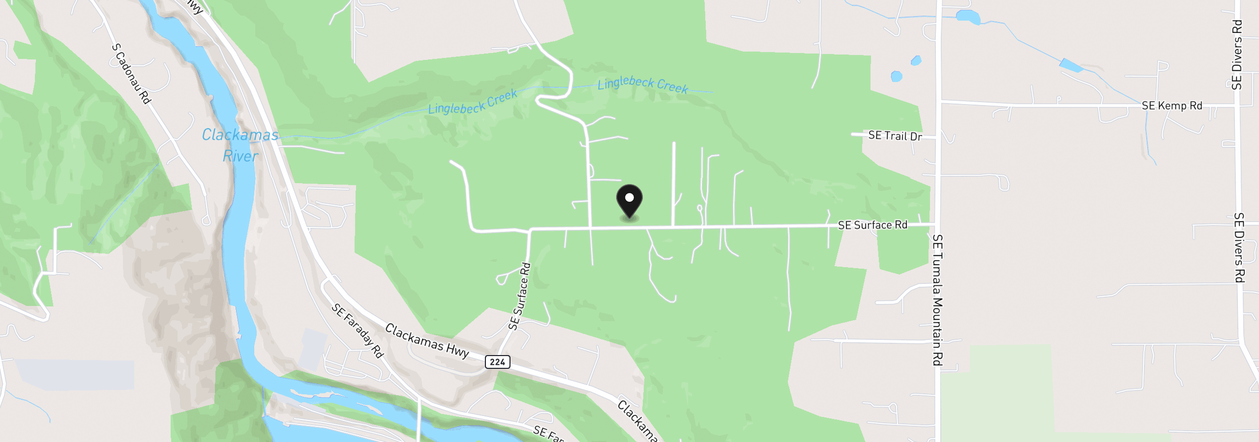 Map showing the location of 34911 SE Surface Rd, Estacada, OR 97023