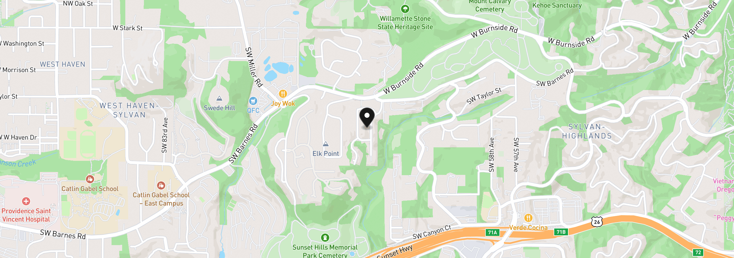 Map showing the location of 745 SW 67th Pl, Portland, OR 97225