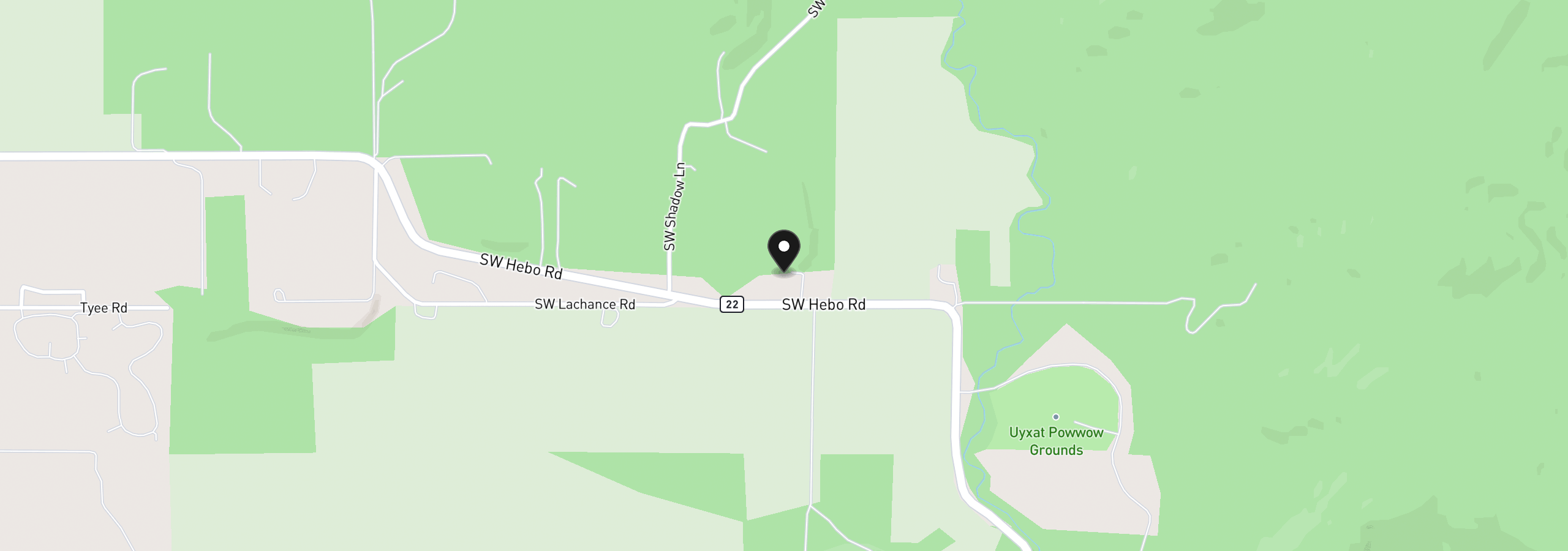 Map showing the location of 45500 SW Hebo Rd, Grand Ronde, OR 97347