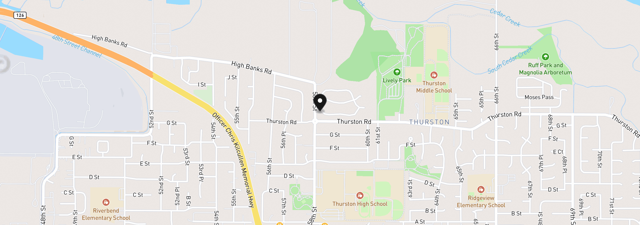 Map showing the location of 1125 58th St 8, Springfield, OR 97478