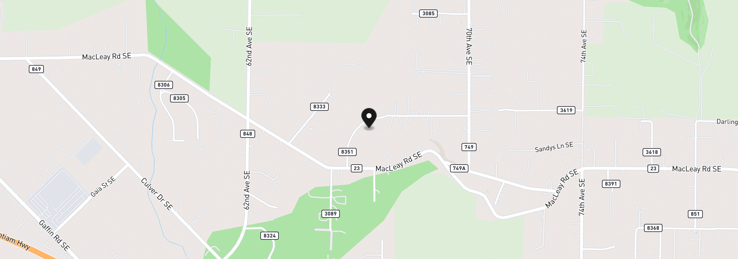 Map showing the location of 6644 Rippling Brook Dr SE, Salem, OR 97301