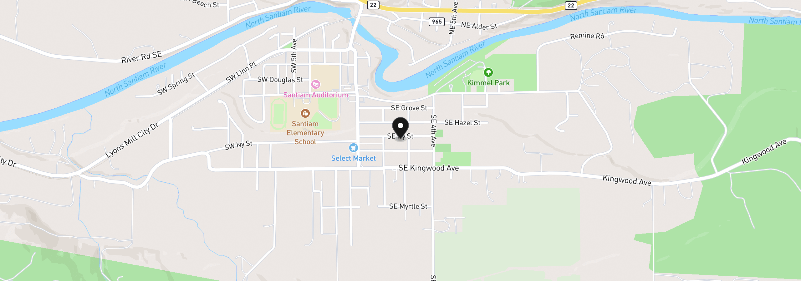 Map showing the location of 262 SE Ivy St, Mill City, OR 97360