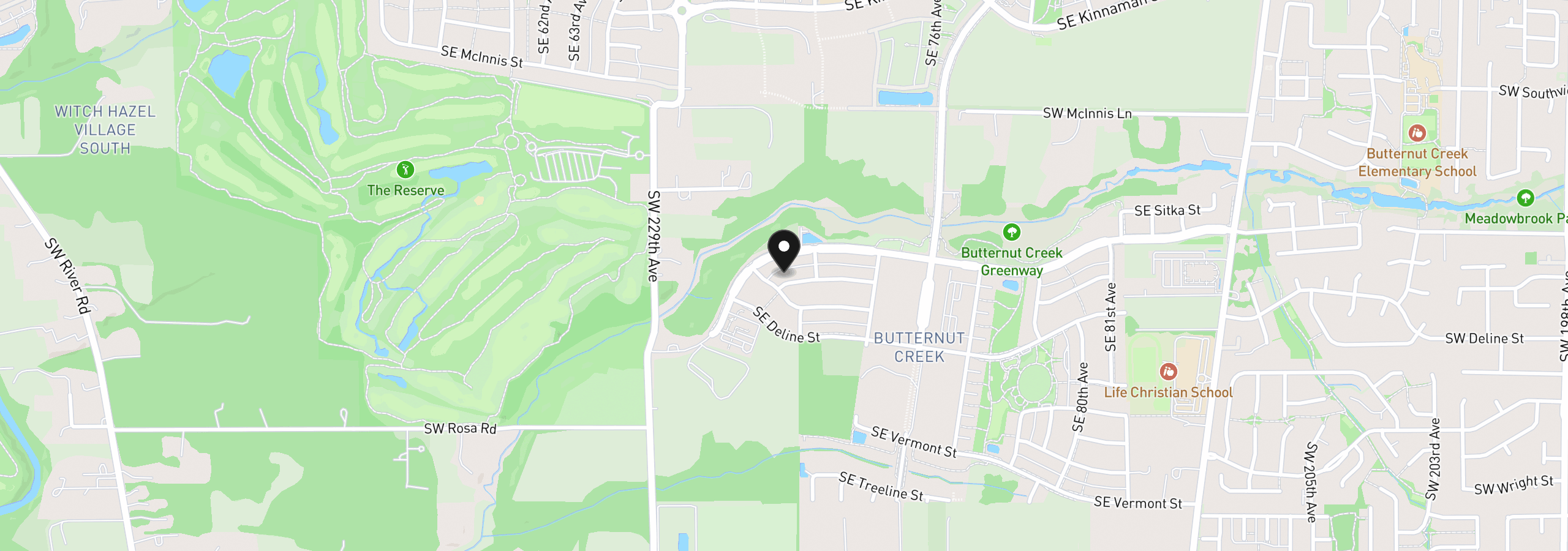 Map showing the location of 7053 SE Benedict St, Hillsboro, OR 97123
