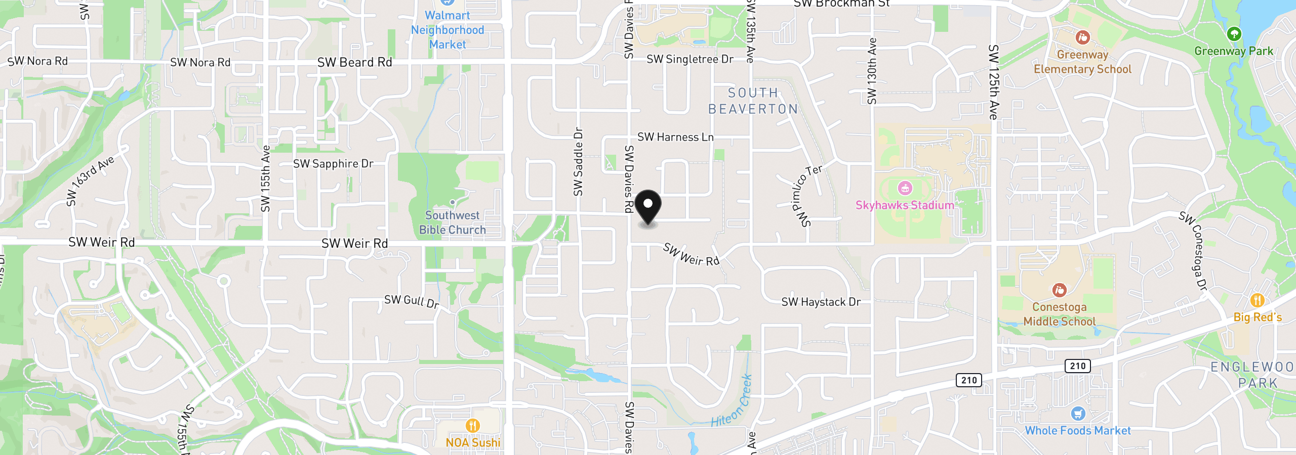 Map showing the location of 13910 SW Rawhide Ct, Beaverton, OR 97008