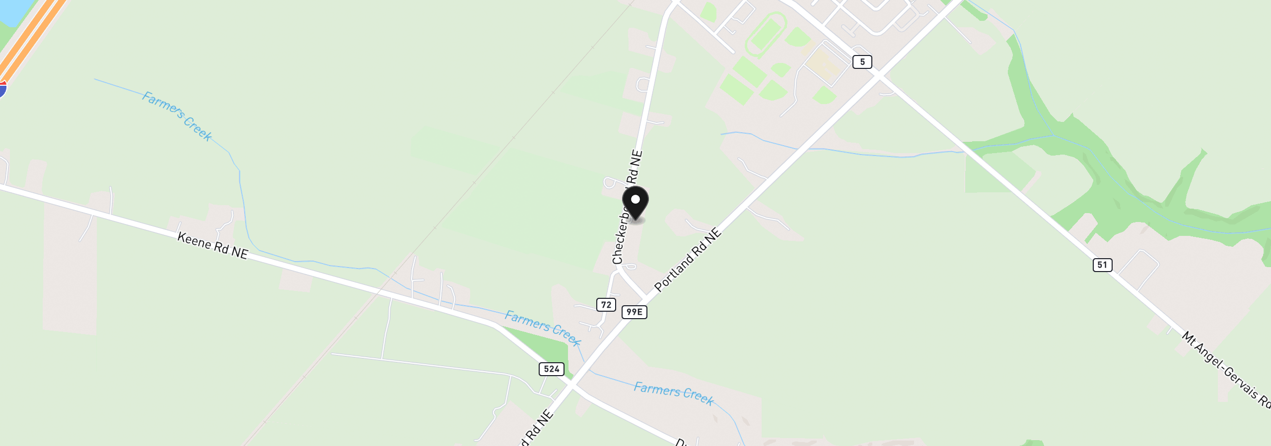 Map showing the location of 12386 Checkerboard Rd NE, Gervais, OR 97026