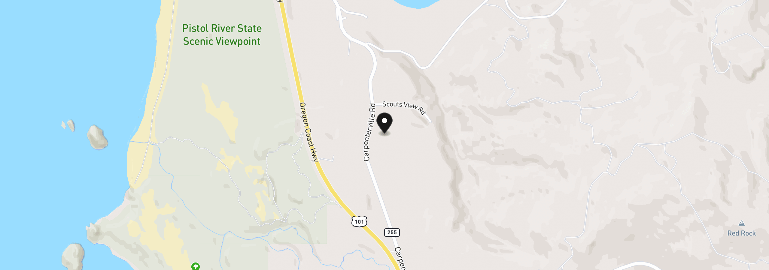 Map showing the location of Carpenterville Rd 41/42, Pistol River, OR 97444