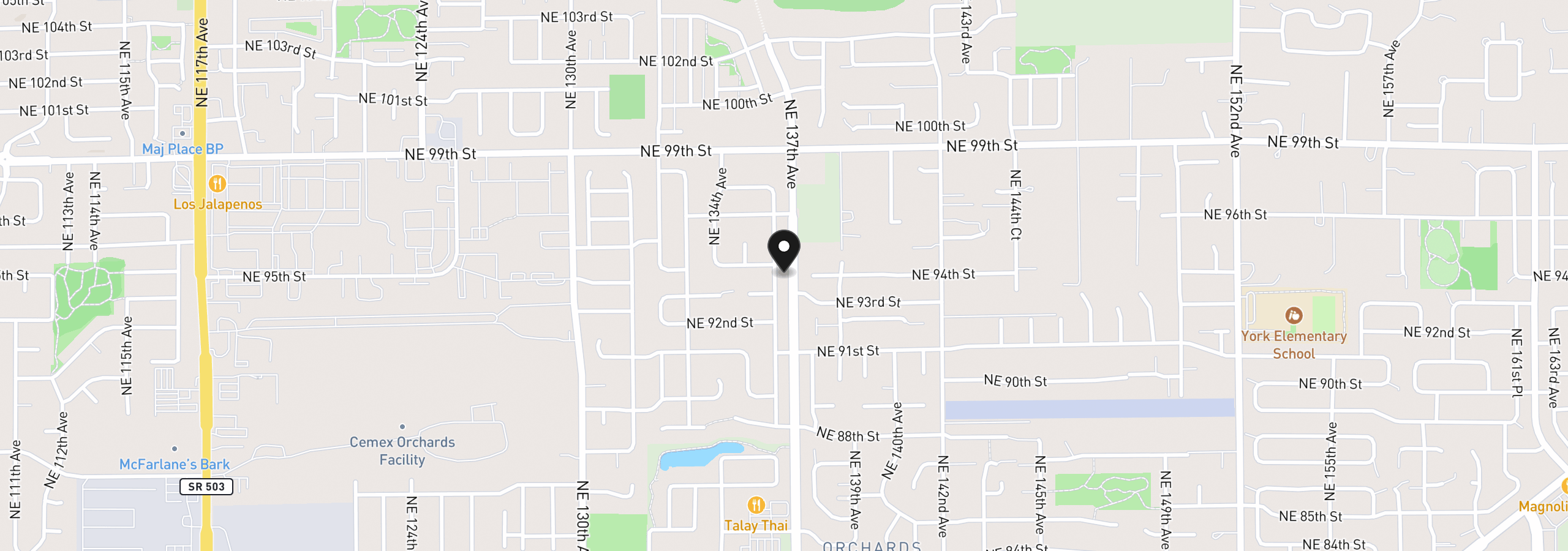 Map showing the location of 9319 NE 136th Ave, Vancouver, Wa 98682