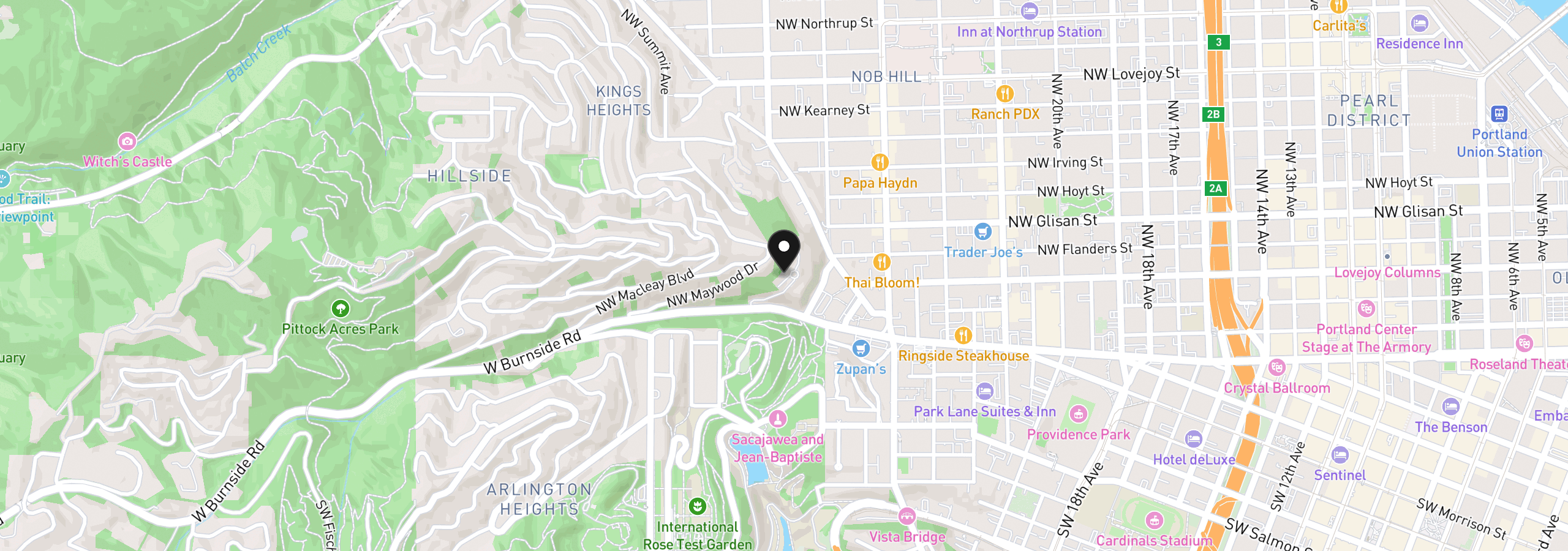 Map showing the location of 325 NW Uptown Ter 1a, Portland, OR 97210