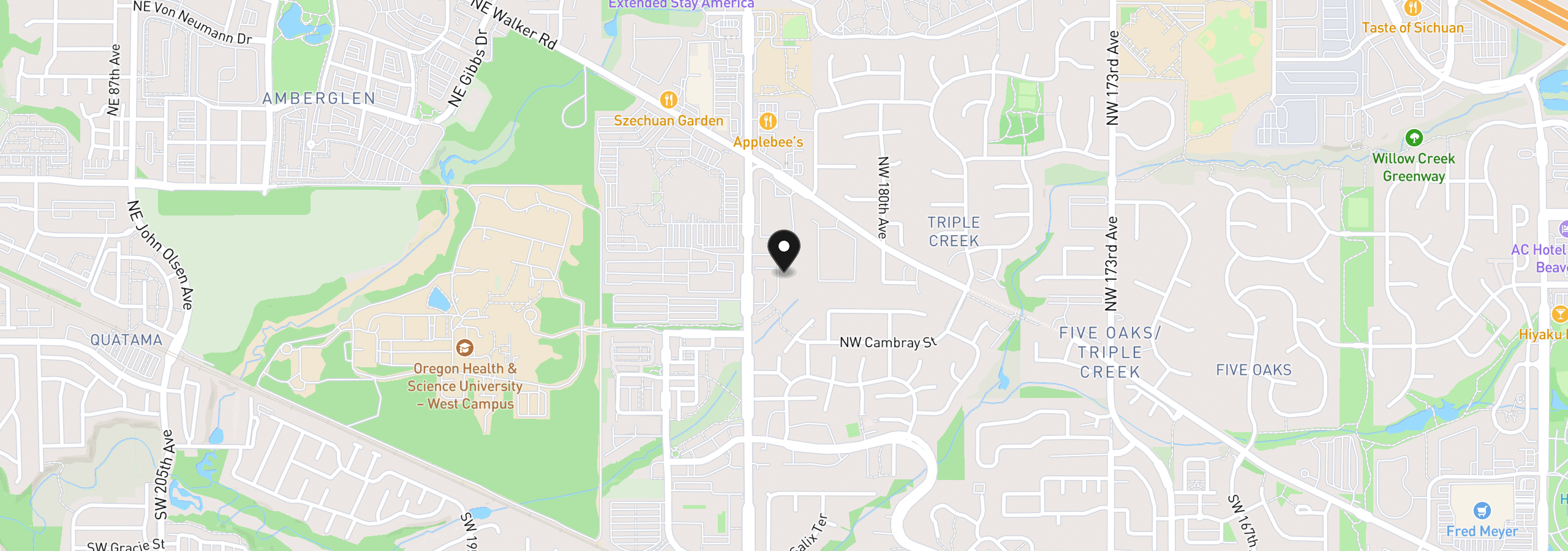 Map showing the location of 750 NW 185th Ave 203, Beaverton, OR 97006